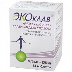 Экоклав таб п/пл/о 875мг+125 мг №14